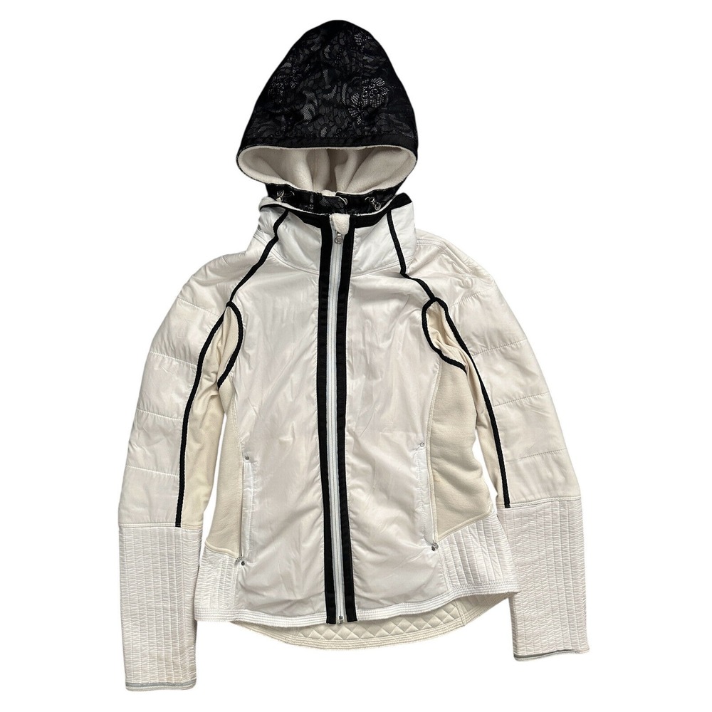 Lululemon Run Bundle Up Full Zip Jacket Polar Cream White Women Size 4 READ